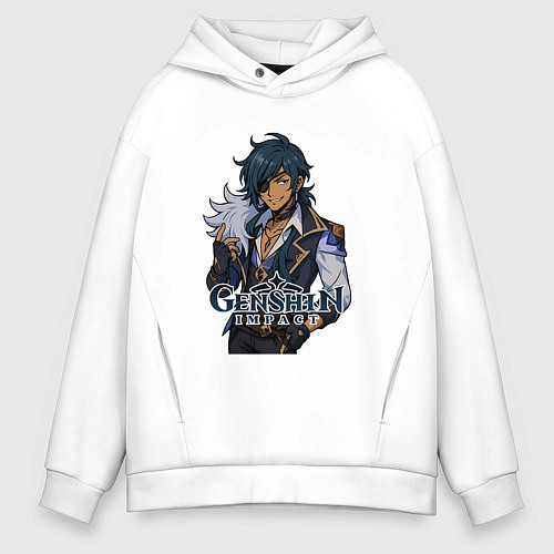 Мужское худи оверсайз Кейа Genshin Impact / Белый – фото 1
