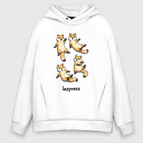 Мужское худи оверсайз Ленивые еноты / Белый – фото 1