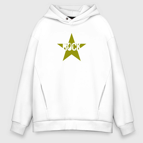 Мужское худи оверсайз Rock star in swampy green / Белый – фото 1