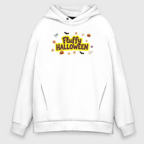 Мужское худи оверсайз Пушистый хэллоуин / Белый – фото 1