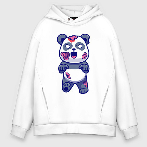 Мужское худи оверсайз Зомби панда / Белый – фото 1