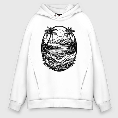Мужское худи оверсайз Тропический оазис / Белый – фото 1