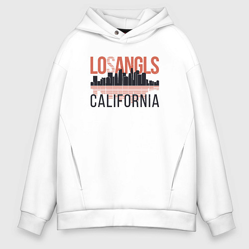 Мужское худи оверсайз California - Los Angeles / Белый – фото 1