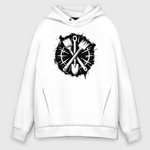 Мужское худи оверсайз Лопатка и кисточки / Белый – фото 1