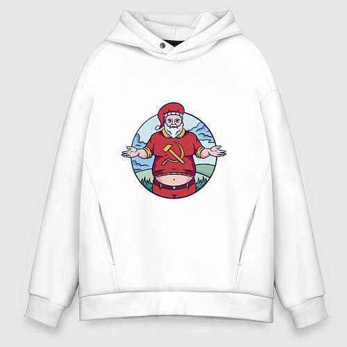 Мужское худи оверсайз Советский Санта / Белый – фото 1