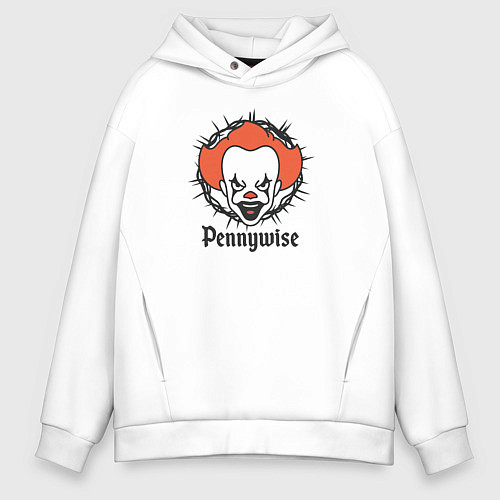 Мужское худи оверсайз Злобный клоун / Белый – фото 1