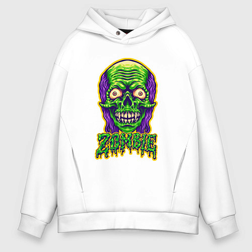 Мужское худи оверсайз Evil zombie / Белый – фото 1