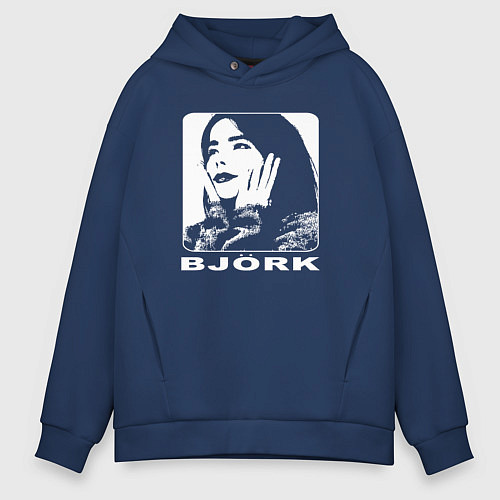 Мужское худи оверсайз Bjork / Тёмно-синий – фото 1