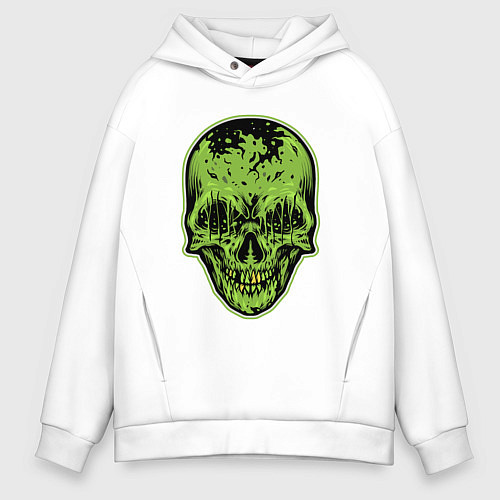 Мужское худи оверсайз Green skeletor / Белый – фото 1
