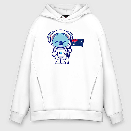 Мужское худи оверсайз Коала космонавт / Белый – фото 1