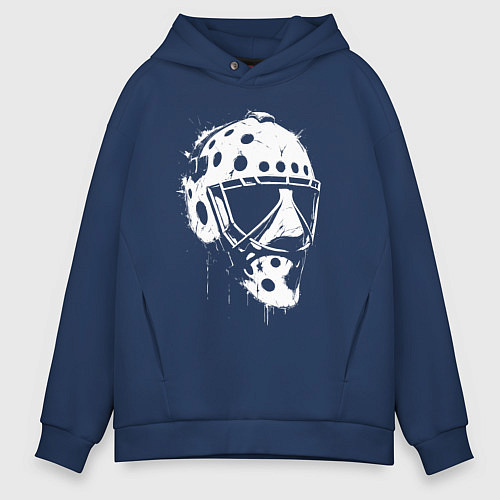 Мужское худи оверсайз Белая хоккейная маска / Тёмно-синий – фото 1