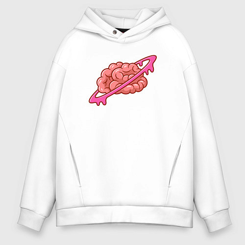Мужское худи оверсайз Saturn brain / Белый – фото 1