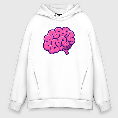Мужское худи оверсайз Pinky brain / Белый – фото 1