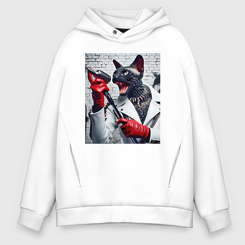 Мужское худи оверсайз Рэпер Корниш-рекс - музыкальная фантазия / Белый – фото 1