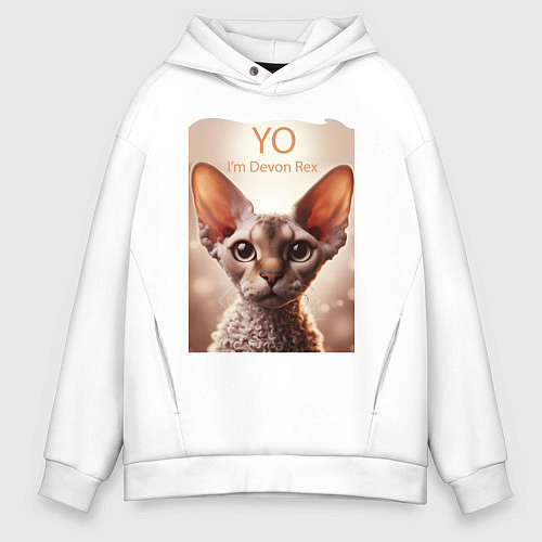 Мужское худи оверсайз Yo - Im Devon Rex / Белый – фото 1
