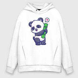 Толстовка оверсайз мужская Бабмуковая милая панда, цвет: белый