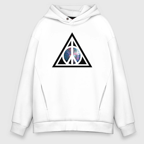 Мужское худи оверсайз Peace space / Белый – фото 1