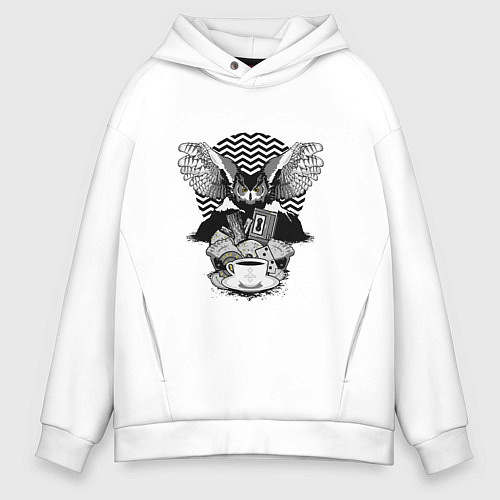 Мужское худи оверсайз Twin Peaks symbols / Белый – фото 1