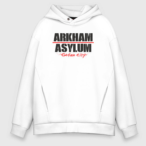 Мужское худи оверсайз Arkham Asylum / Белый – фото 1