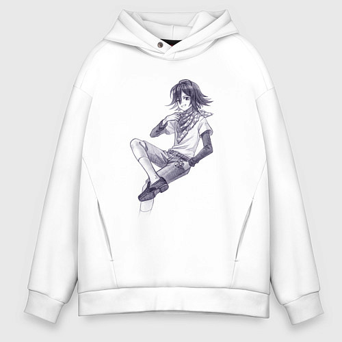 Мужское худи оверсайз Данганронпа V3 - Кокичи Ома / Белый – фото 1