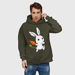 Толстовка оверсайз мужская Зайка с морковкой, цвет: хаки — фото 2