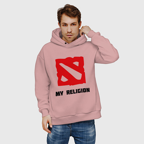 Мужское худи оверсайз Dota 2: My Religion / Пыльно-розовый – фото 3