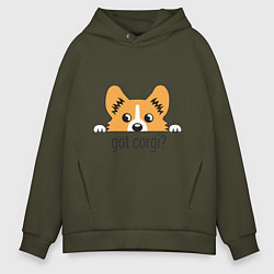 Толстовка оверсайз мужская Got Corgi, цвет: хаки