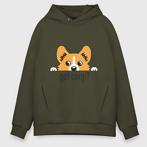 Мужское худи оверсайз Got Corgi / Хаки – фото 1