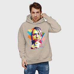 Толстовка оверсайз мужская Kurt Cobain: Colors, цвет: миндальный — фото 2