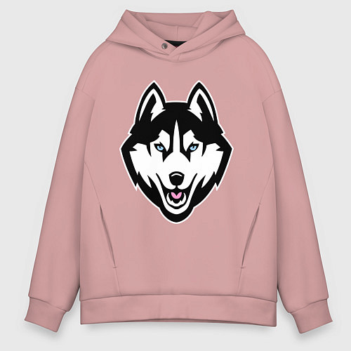 Мужское худи оверсайз Довольная хаски / Пыльно-розовый – фото 1