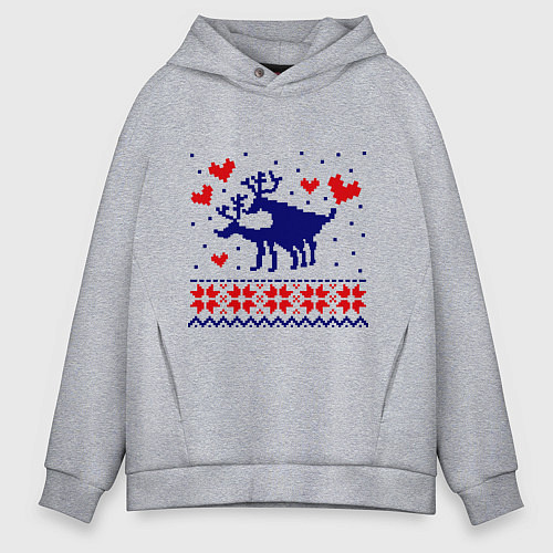 Мужское худи оверсайз Любовь оленей / Меланж – фото 1