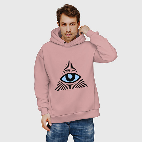 Мужское худи оверсайз Всевидящее око (глаз в треугольнике) / Пыльно-розовый – фото 3