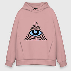Толстовка оверсайз мужская Всевидящее око (глаз в треугольнике), цвет: пыльно-розовый