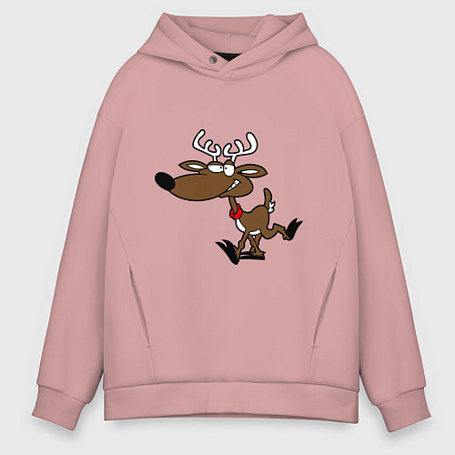 Мужское худи оверсайз Весёлый Олень / Пыльно-розовый – фото 1