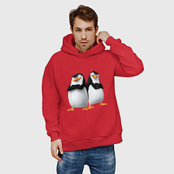 Толстовка оверсайз мужская Пингвины Мадагаскара, цвет: красный — фото 2