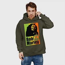 Толстовка оверсайз мужская Bob Marley: Jamaica, цвет: хаки — фото 2
