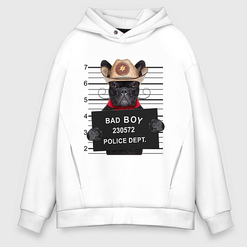 Мужское худи оверсайз Bad Boy: Dog / Белый – фото 1