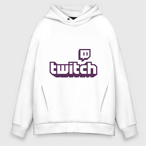 Мужское худи оверсайз Twitch Logo / Белый – фото 1