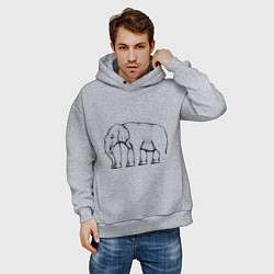 Толстовка оверсайз мужская Сколько ног у слона, цвет: меланж — фото 2