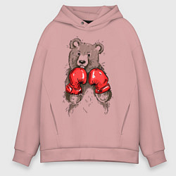 Толстовка оверсайз мужская Bear Boxing, цвет: пыльно-розовый