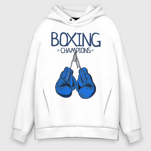 Мужское худи оверсайз Boxing champions / Белый – фото 1