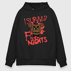 Толстовка оверсайз мужская I Survived Five Night, цвет: черный