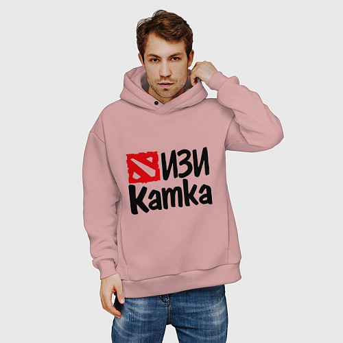 Мужское худи оверсайз Изи катка / Пыльно-розовый – фото 3