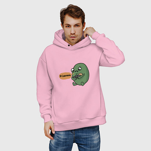 Мужское худи оверсайз Я сделяль / Светло-розовый – фото 3