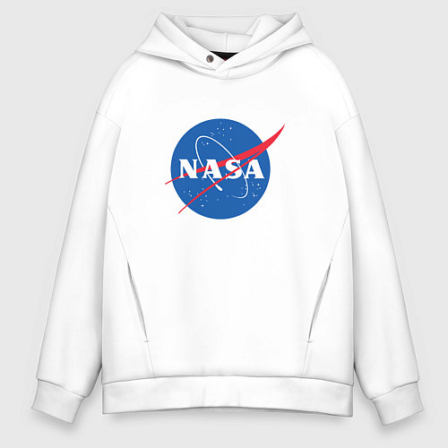 Мужское худи оверсайз NASA: Logo / Белый – фото 1