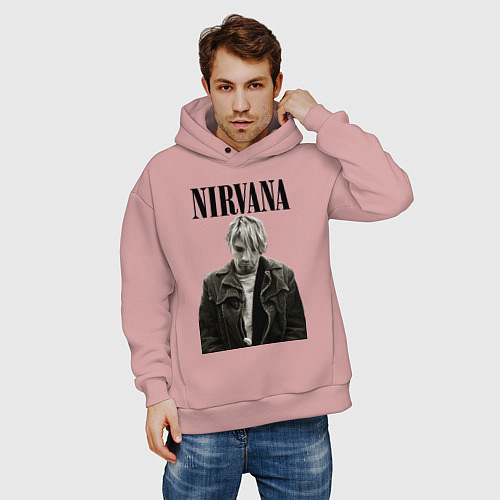 Мужское худи оверсайз Kurt Cobain: Young / Пыльно-розовый – фото 3