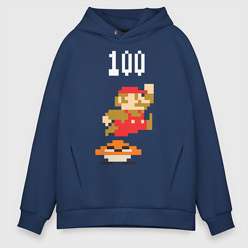 Мужское худи оверсайз Mario: 100 coins / Тёмно-синий – фото 1