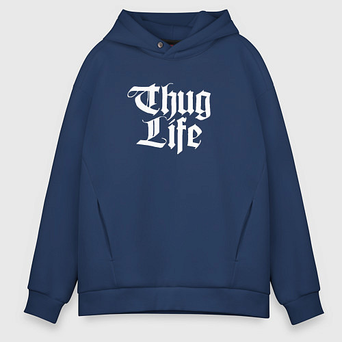 Мужское худи оверсайз Thug Life: 2Pac / Тёмно-синий – фото 1