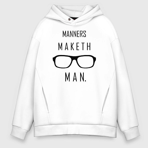 Мужское худи оверсайз Kingsman: Manners maketh man / Белый – фото 1