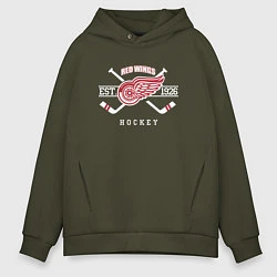 Толстовка оверсайз мужская Detroit Red Wings: Est.1926, цвет: хаки